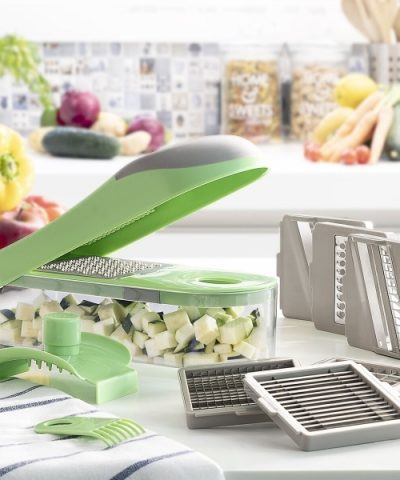 InnovaGoods Choppie Expert 7-IN-1 Gemüseschneider, Reibe und Mandoline mit Rezepten und Zubehör