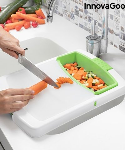 InnovaGoods Practicut ausziehbares Schneidebrett mit Tablett, Behälter und Abtropffläche, 3-IN-1 System