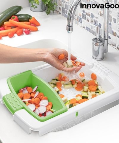 Alternative view of InnovaGoods Practicut ausziehbares Schneidebrett mit Tablett, Behälter und Abtropffläche, 3-IN-1 System