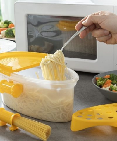 4-in-1 Nudelkocher für die Mikrowelle mit Zubehör und Rezepten - Pastrainest InnovaGoods