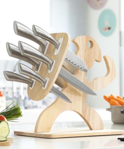 Messerset Spartan InnovaGoods (6-teiliges) - Edelstahlmesser-Set mit Holzhalterung