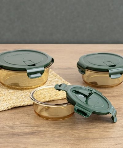 Alternative view of Lunchbox Bidasoa Infinity kreisförmig grün gelb Glas 640 ml - hermetisch versiegelt - Aufbewahrungsbox