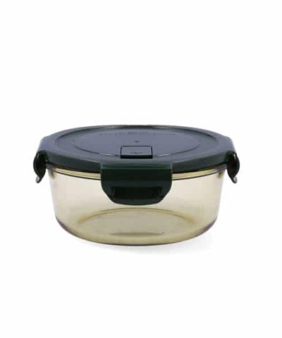Lunchbox Bidasoa Infinity kreisförmig grün gelb Glas 640 ml - hermetisch versiegelt - Aufbewahrungsbox