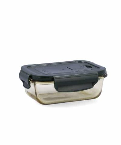 Lunchbox Bidasoa Infinity rechteckig grün gelb Glas 370 ml - hermetisch versiegelt - Aufbewahrungsbox