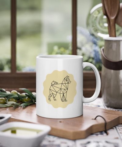 Kaffeetasse weiß mit einer Hundstruktur, 330ml Fassungsvermögen