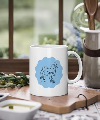 Kaffeetasse weiß mit einer Hundstruktur, 330ml Fassungsvermögen