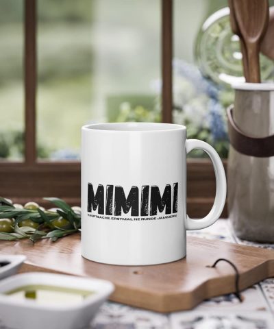 Kaffeetasse weiß mit Spruch "MIMIMI, Hauptsache erstmal ne Runde jammern", 330ml Fassungsvermögen
