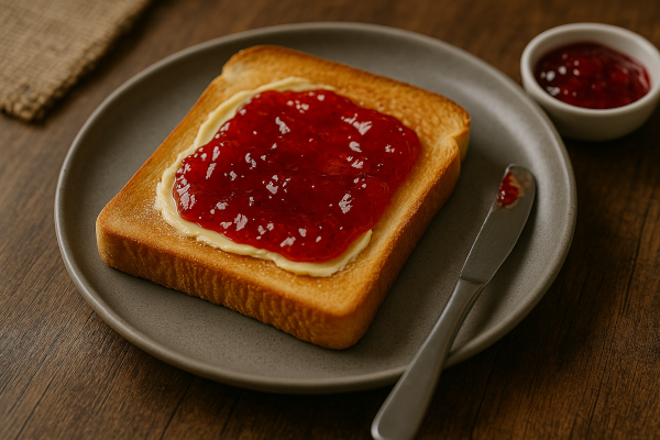 Toastbrot mit Butter und Marmelade